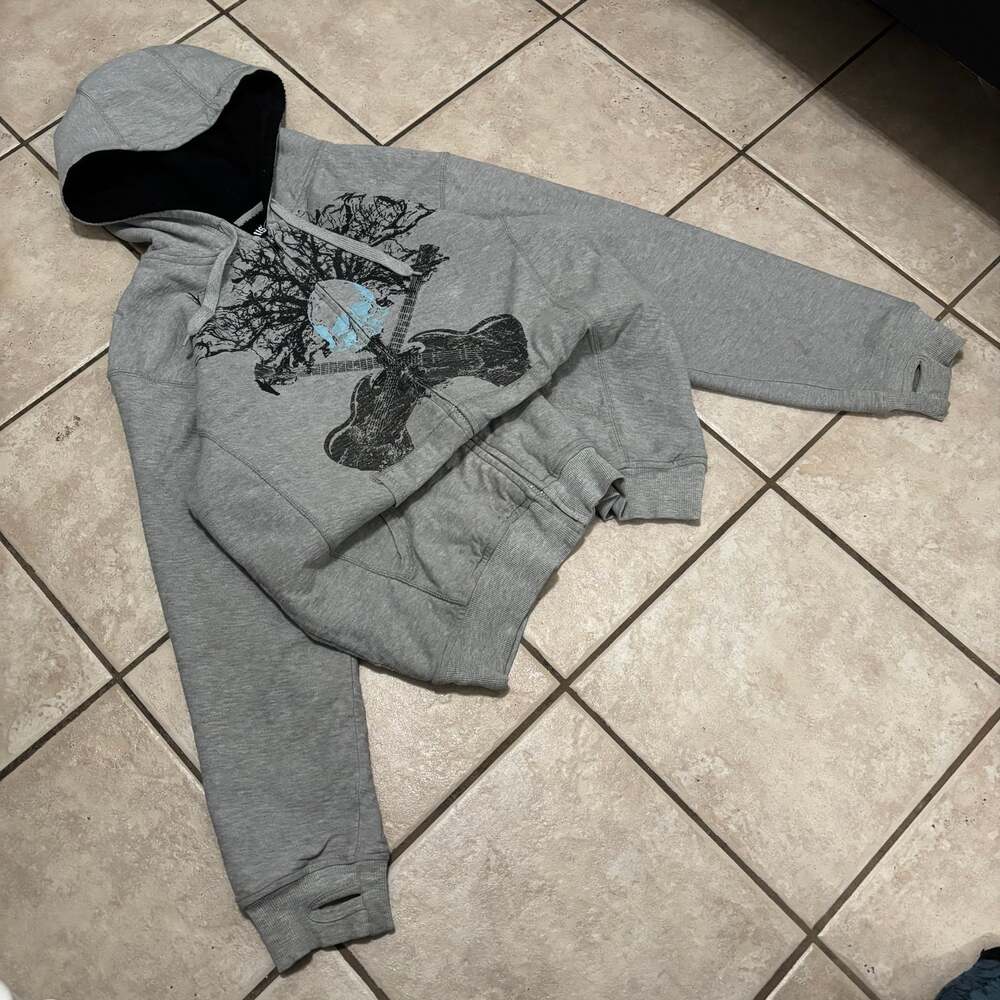 Mma elite AOP Cross Hoodie Y2K Sherpa Mall Goth Grunge Affliction style Size L